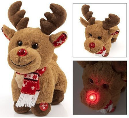 Friendlies Plush Christmas Little Deer with Sound with Greek Carols and Shiny Nose for 3+ Years 30 cm