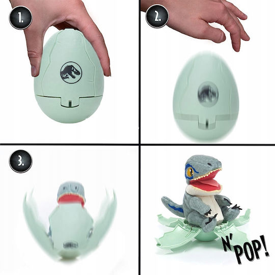Wow Stuff Plüschtier mit Ei Jurassic World Drop N Pop Dino Blau (jur-1001-05)