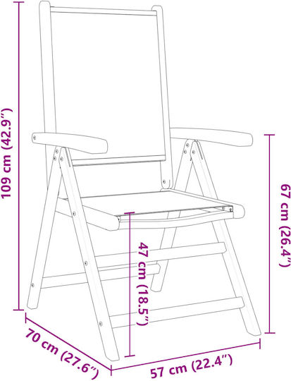 Scaun de exterior Lemn Masif 2buc 57x70x109cm