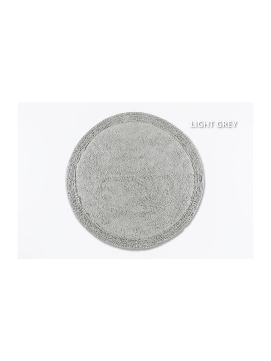 Down Town Home Bath Mat Cotton Round Frill Light Grey Width 120cm