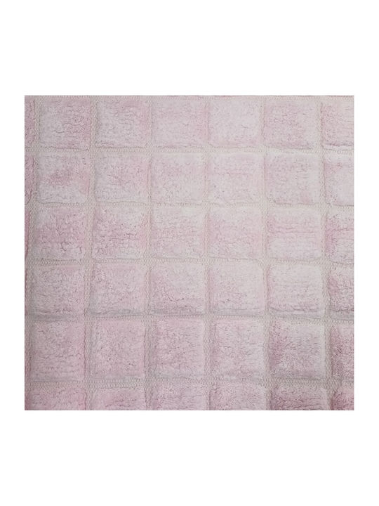 Palamaiki Πατάκι Μπάνιου Βαμβακερό Squares Pink 60x90εκ.