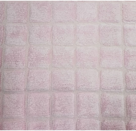 Palamaiki Bath Mat Cotton Squares Pink 60x90cm