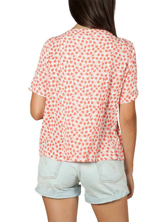 Artlove Women's Blouse Short Sleeve Coral