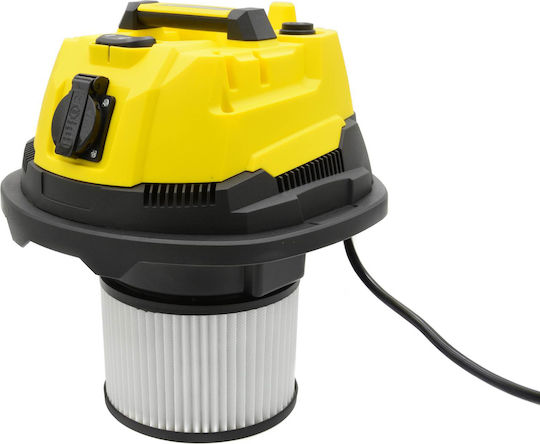 Geko Прахосмукачка За Мокро/Сухо Почистване 1800W С Пластмасов Контейнер 25л Жълта