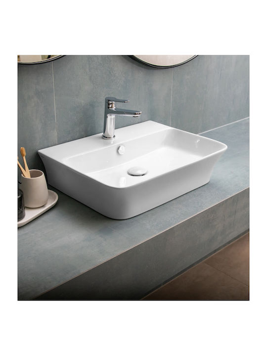 Karag Aufgesetztes Waschbecken Porzellan 56x41.5x12.5cm Weiß