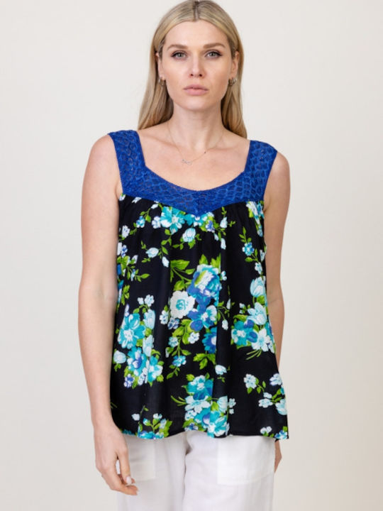 Pronomio Damen Bluse mit Trägern Blue