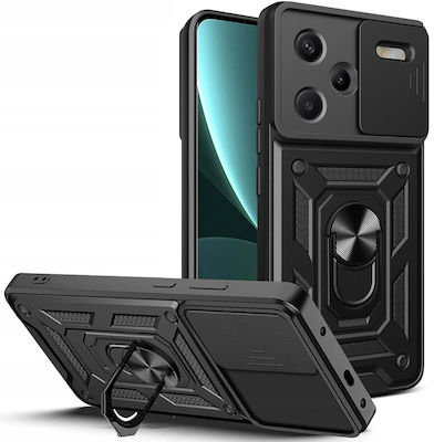 Techsuit Camshield Back Cover Plastic / Silicone Black (Xiaomi Redmi Note 13 Pro+ - Techsuit CamShield Series)