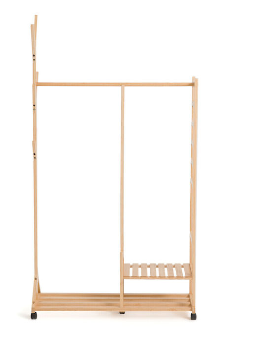 So'Home Τροχήλατη Κρεμάστρα Δαπέδου από Bamboo Μπεζ 171x100x186cm