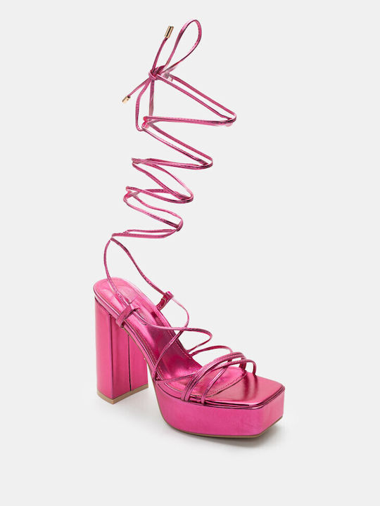 Lace Up Platform Sandals 4255208-fuchsia