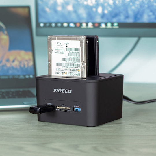 Fideco Docking Station pentru 2 Hard Disk-uri SATA 2.5" / 3.5" cu conectivitate USB 3.1 / USB 3.0