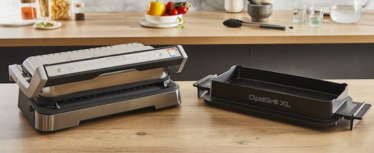 Tefal Optigrill 4in1 XL Tabletop Electric Grill Smooth and Ribbed Plate 2200W with Lid and Adjustable Thermostat 46cmx36cmcm