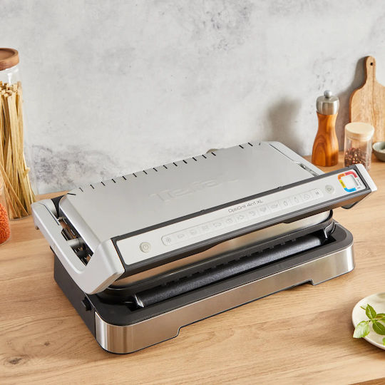 Tefal Optigrill 4in1 XL Tabletop Electric Grill Smooth and Ribbed Plate 2200W with Lid and Adjustable Thermostat 46cmx36cmcm