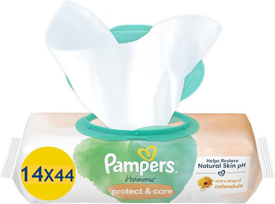 Pampers Harmonie Protect & Care Baby Wipes without Alcohol & Parabens 14x44pcs