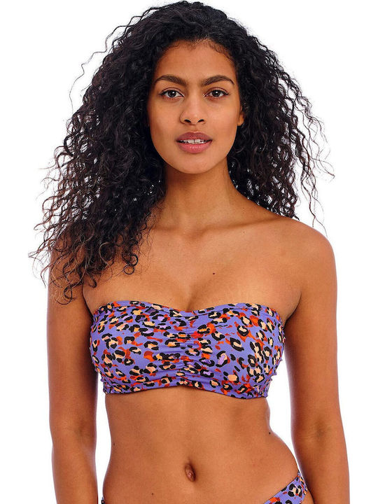 Santiago Nights Strapless Bikini Top με Ενίσχυση Animal Print Μωβ