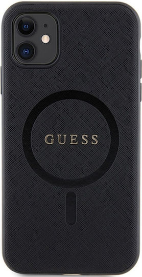 Guess Saffiano Magsafe Задна корица Пластмаса Черен (Apple iPhone 11/XR)