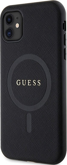 Guess Saffiano Magsafe Задна корица Пластмаса Черен (Apple iPhone 11/XR)