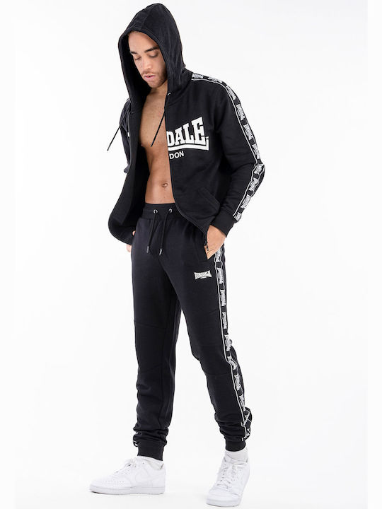 Men's Cotton Sweatpants Lonsdale Tenston Slim Fit Black White