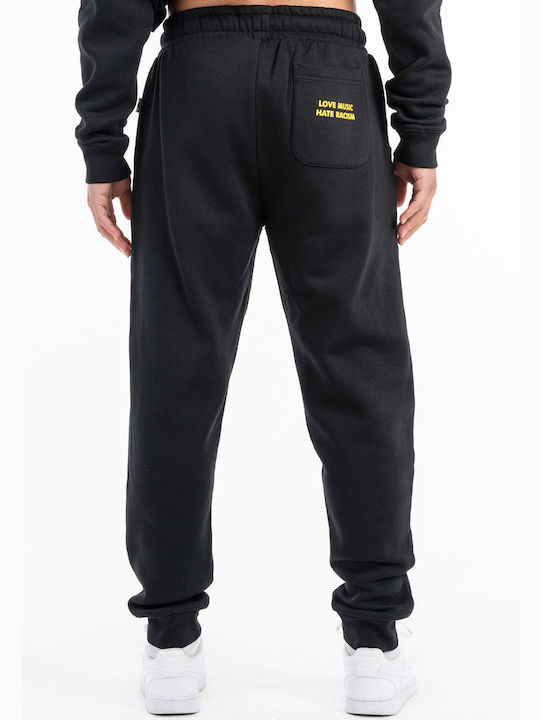 Pantaloni de trening din bumbac pentru bărbați Lonsdale Sounds Two Regular Fit Negri