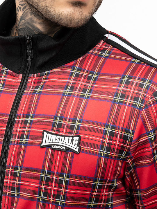 Men's Polyester Tracksuit & Jacket Lonsdale Royal Stewart Slim Fit Red Black