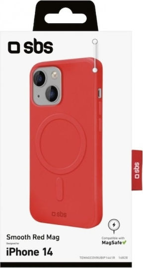 SBS Smooth Umschlag Rückseite Silikon Rot (iPhone 14)