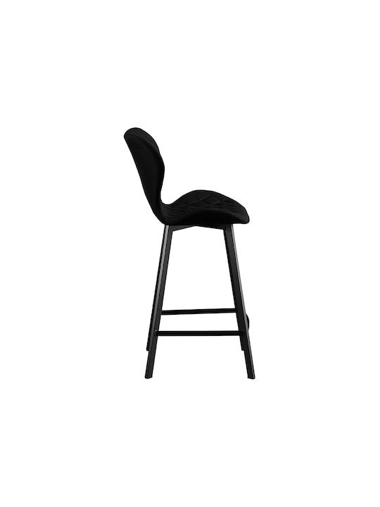 Stool Bar with Backrest Metallic Martin Black 2pcs 48x46x65cm