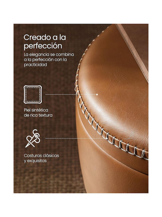 Stool For Living Room Leather Caramel Brown