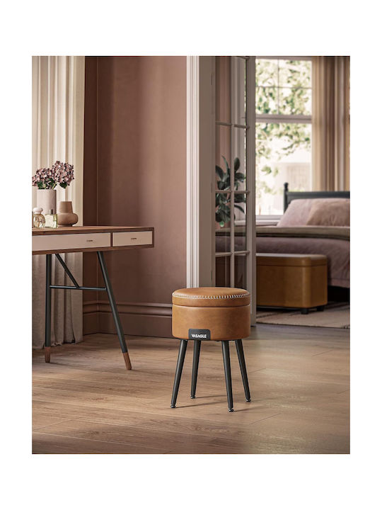 Stool For Living Room Leather Caramel Brown