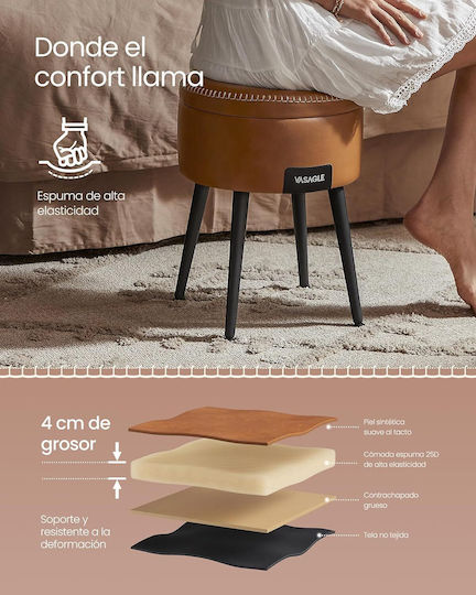 Табуретка Дневна стая Облечено с кожа Caramel Brown