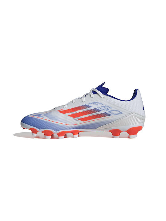 adidas F50 League MG Low Football Shoes with Cleats Cloud White / Solar Red / Lucid Blue