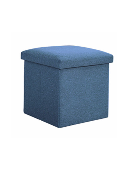 Stool For Living Room With Storage Space Upholstered with Fabric Blue 30x30x30cm