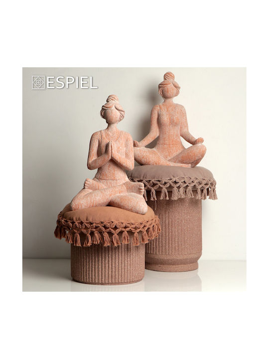 Stool For Living Room made of Polypropylene Beige 34x34x24.5cm