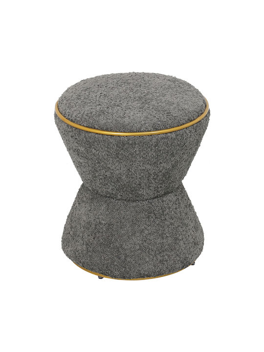 Stool For Living Room Upholstered with Fabric Linner Grey-gold 38x38x43cm