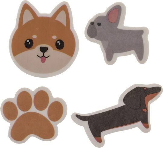 Multicolored Dog Erasers 12.5x6.5cm Set of 4