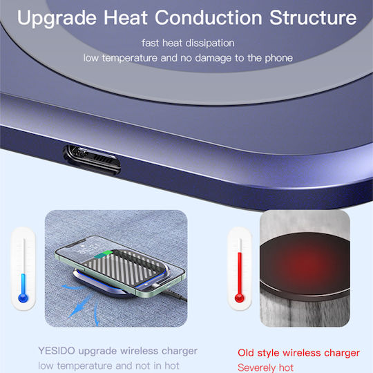 Yesido Ασύρματος Φορτιστής (Qi Pad) 15W Μαύρος (Ds14)