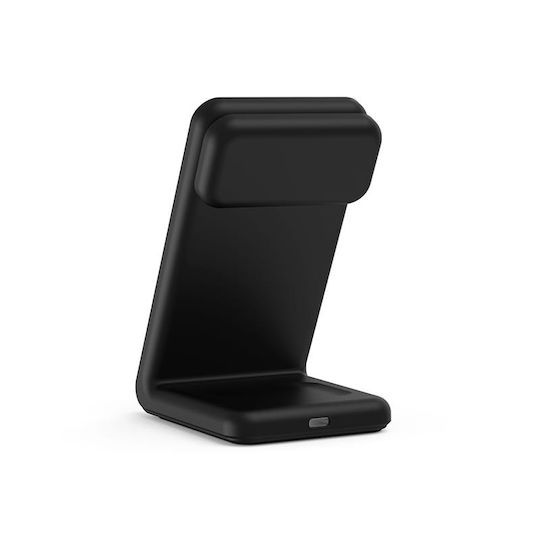 Crong Φορτιστής Magsafe 7.5W Power Delivery Μαύρος (MagSpot Pivot Stand 3 in 1)