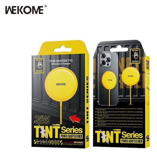 WK Ασύρματος Φορτιστής (Qi Pad) 15W Κίτρινος (WP-U166)