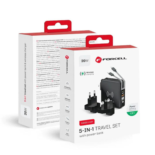 Forcell Charger with Built-in Cable Lightning 20W Power Delivery / Quick Charge 3.0 Blacks (FOCH-072468)