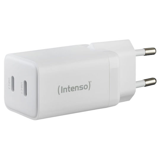 Intenso Incarcător Fără Cablu GaN Cu 2 Porturi De Ieșire USB-C 40W Alb