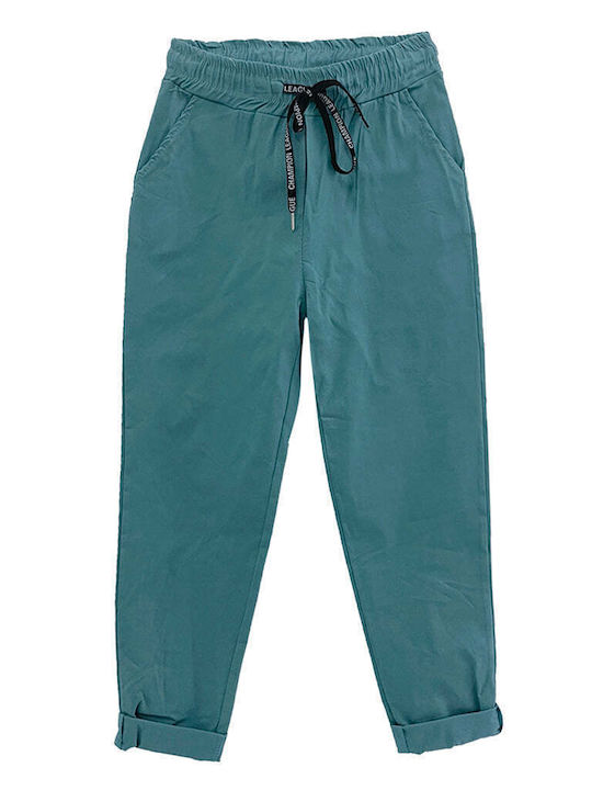 Ustyle Women's Fabric Trousers Light Blue