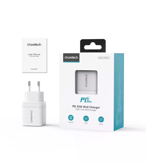 Choetech Wireless Charger GaN 35W Power Delivery White