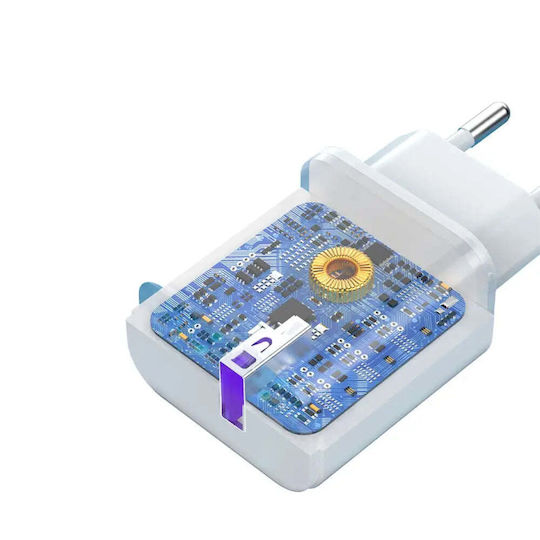 Dudao Φορτιστής με Θύρα USB-A και Καλώδιο Lightning 18W Λευκός (A20EU)