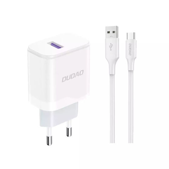 Dudao Charger with USB-A Port and Cable USB-C 18W Whites (A20EU)