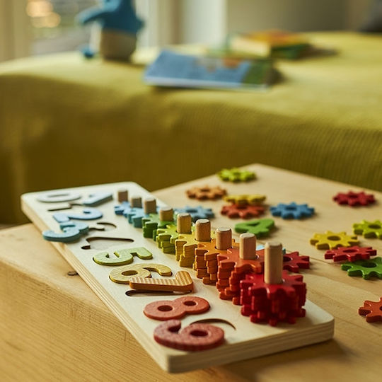 Goki Βάση Ταξινόμησης με Γρανάζια Educational Game Letters & Numbers made of Wood for 3+ years Years Old