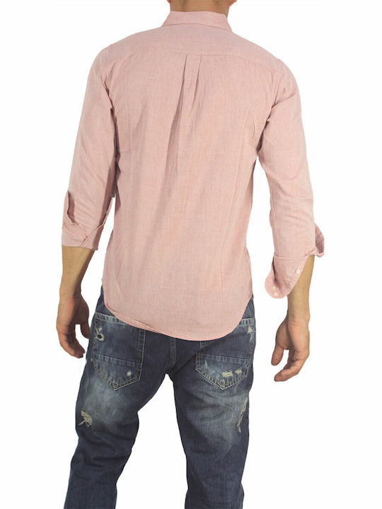 Obey Men's Shirt Long Sleeve Cotton Pink