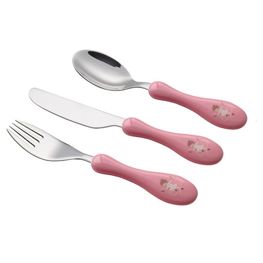 Cryspo Trio Baby Cutlery Set Ballet Pale made of Metal 3pcs