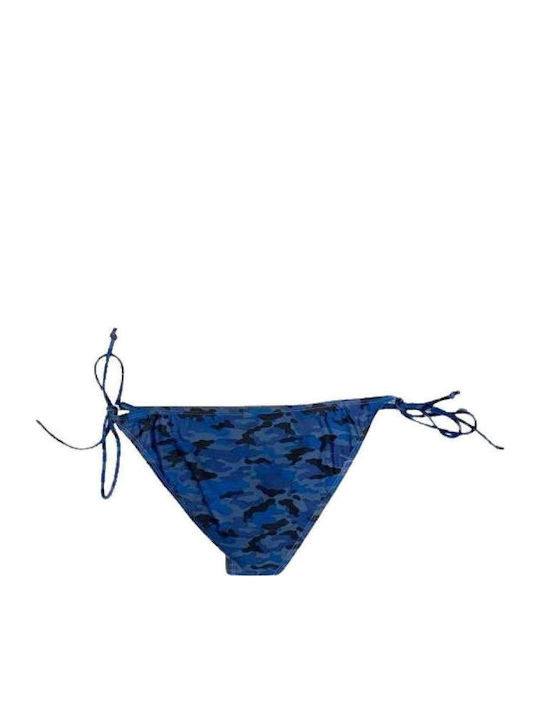 Slip Bikini Cu Dantelă Albastru Marin