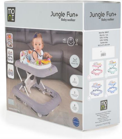 Moni Jungle Fun Baby Walker for 6+ Months Blue