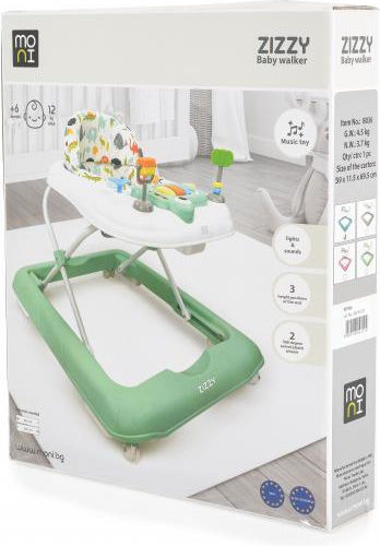 Moni Zizzy Baby Walker with Music for 6+ Months Gray