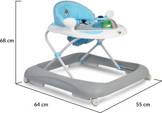 Cangaroo Sharky 108228 Baby Walker with Music for 6+ Months Blue