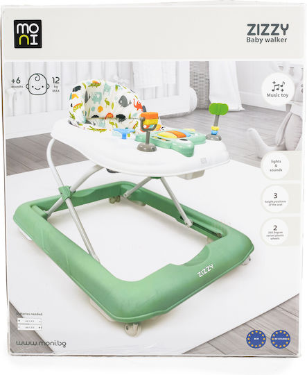 Moni Zizzy Baby Walker with Music for 6+ Months Green
